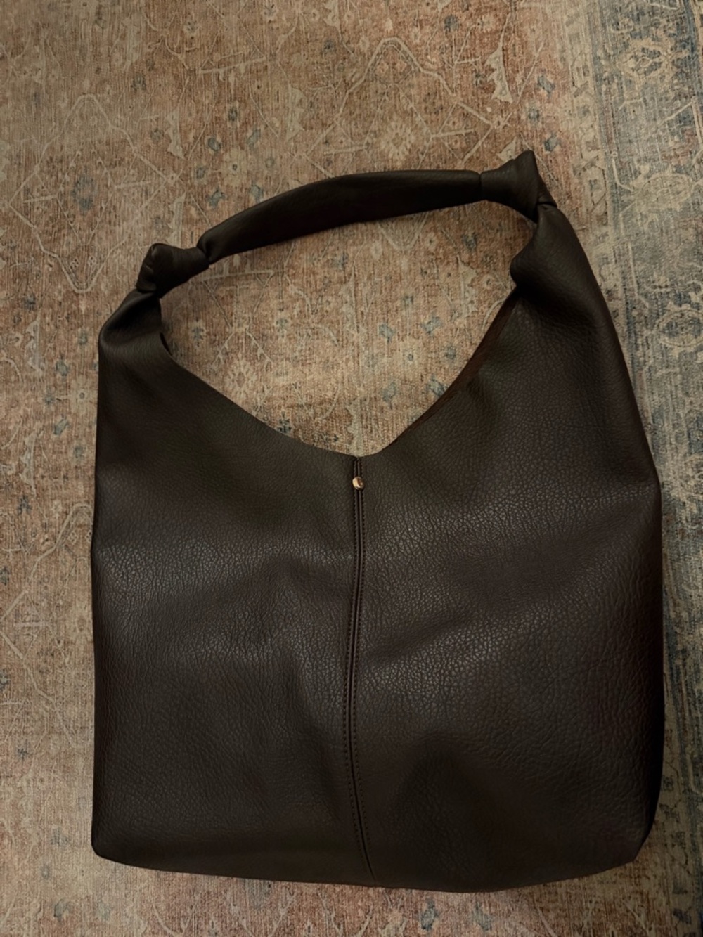 Anthropologie Dark Brown Pebbled Leather Hobo Bag + Pouch - Picture 2 of 3